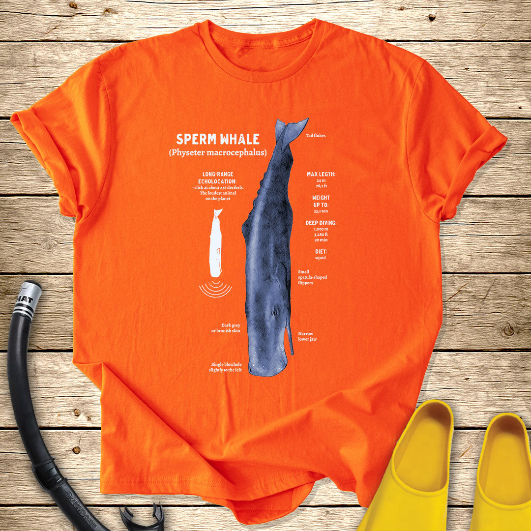 Blue Spearm Whale Diagram Tee