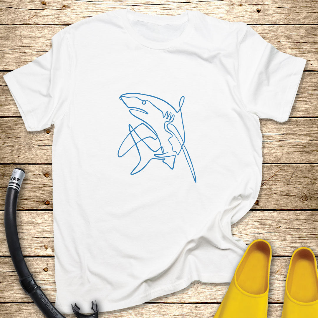 White Tip Shark Line Art T-Shirt