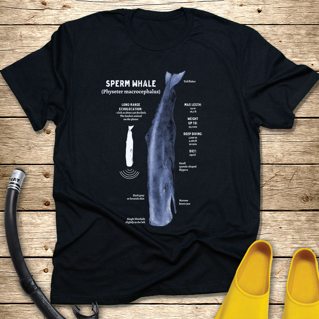 Blue Spearm Whale Diagram Tee