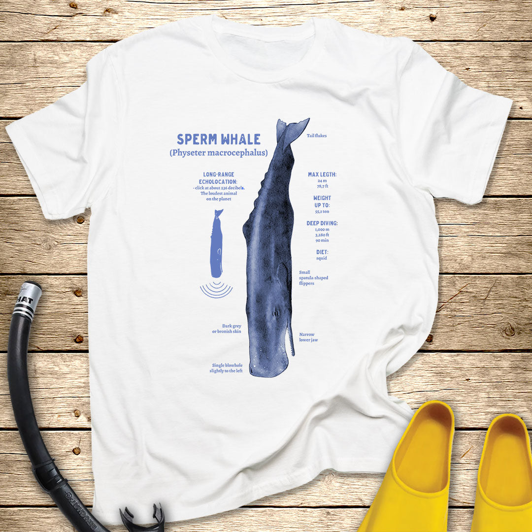 Blue Spearm Whale Diagram Tee