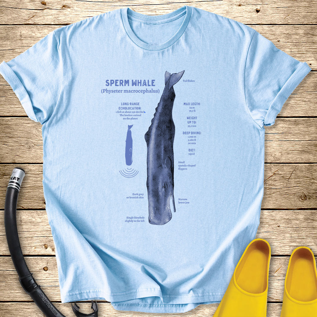 Blue Spearm Whale Diagram Tee