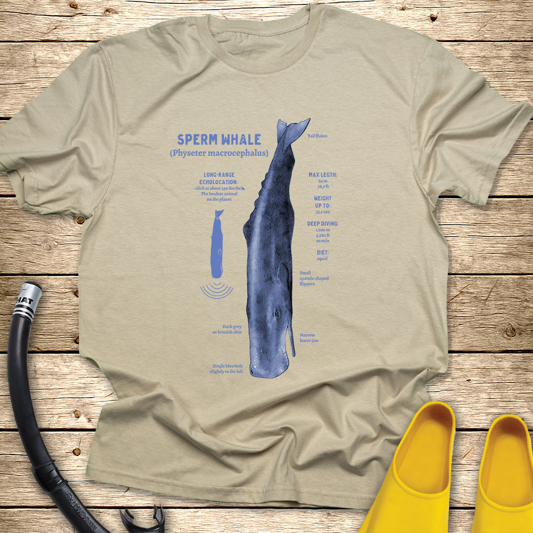 Blue Spearm Whale Diagram Tee