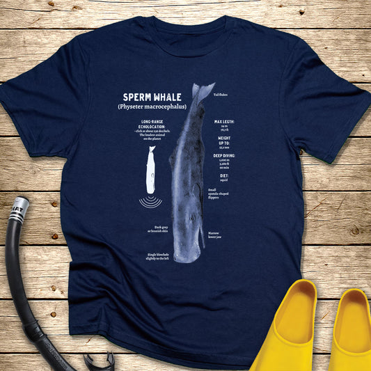 Blue Spearm Whale Diagram Tee