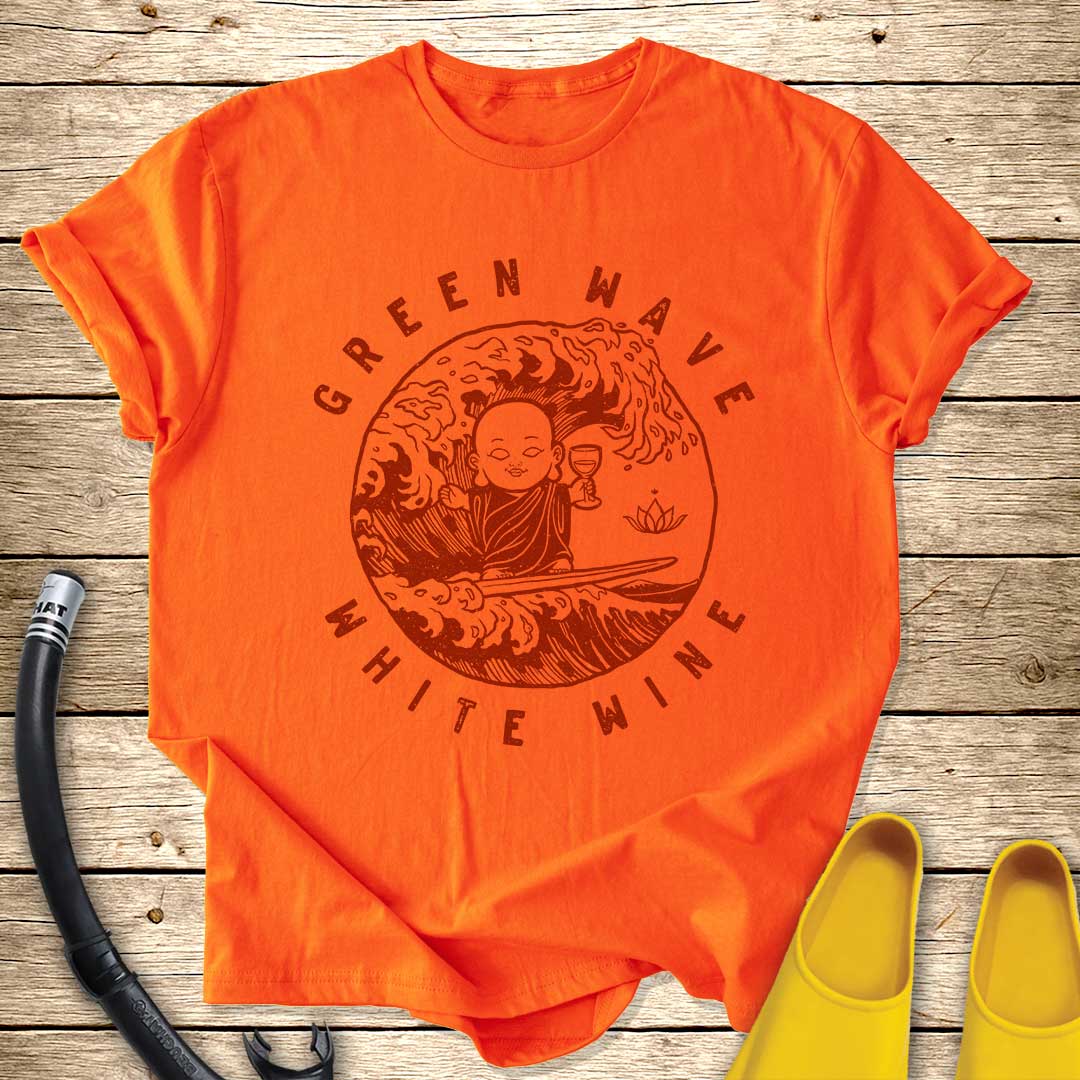 Green Wave Wine Buddha T-Shirt