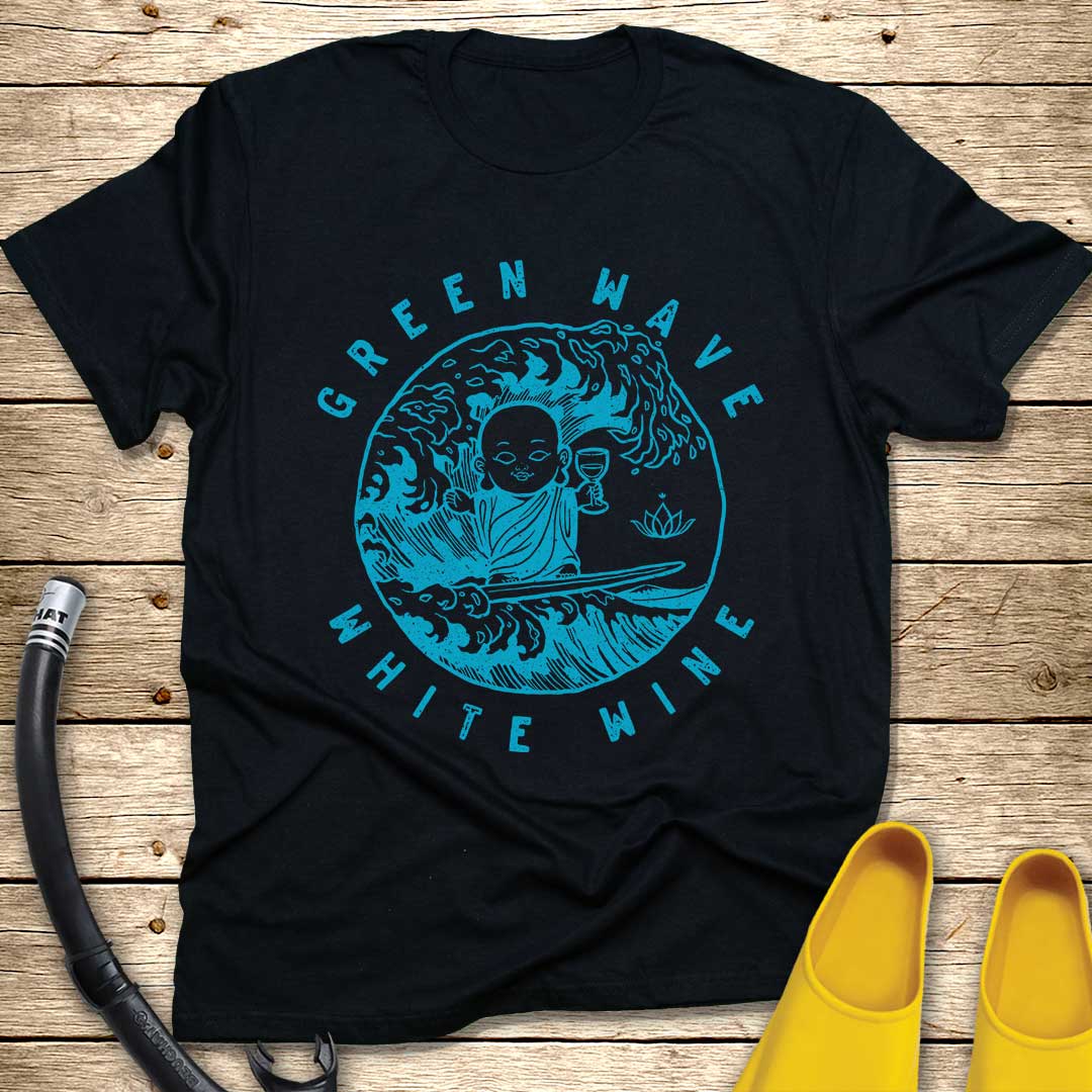 Green Wave Wine Buddha T-Shirt