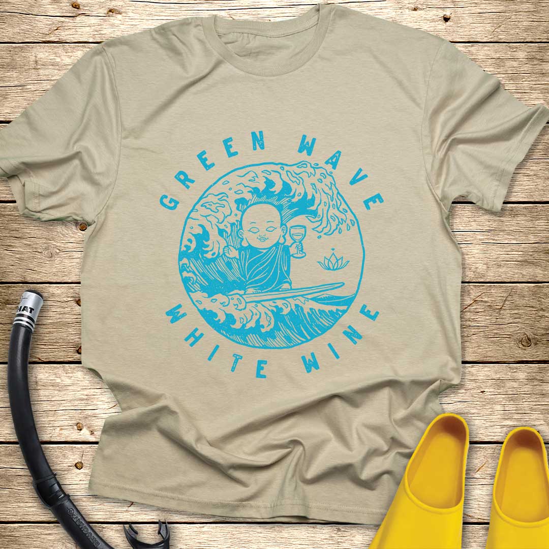 Green Wave Wine Buddha T-Shirt