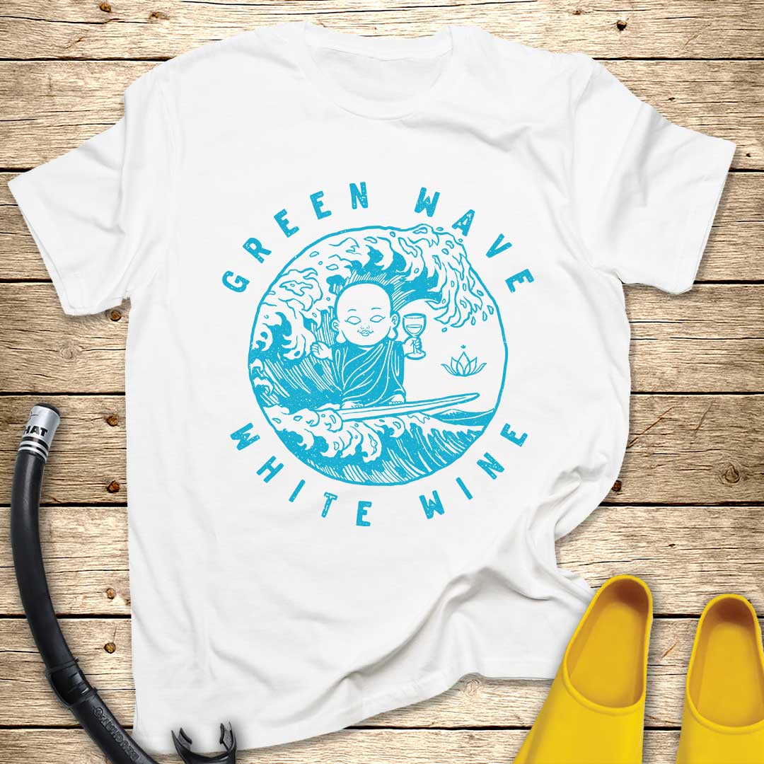 Green Wave Wine Buddha T-Shirt