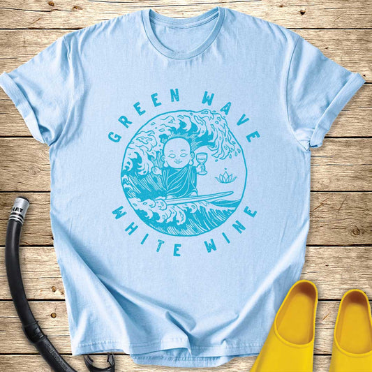 Green Wave Wine Buddha T-Shirt
