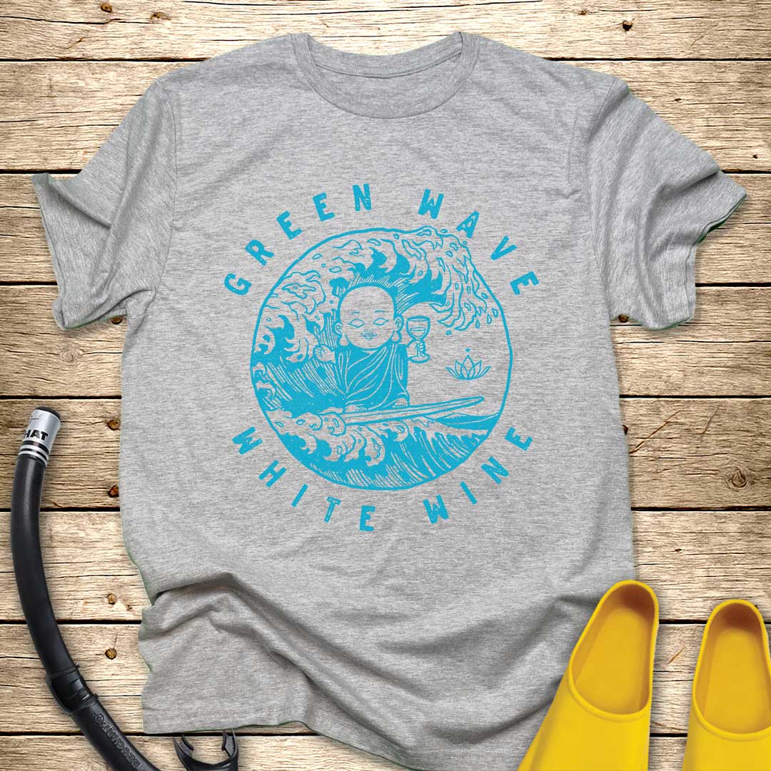 Green Wave Wine Buddha T-Shirt