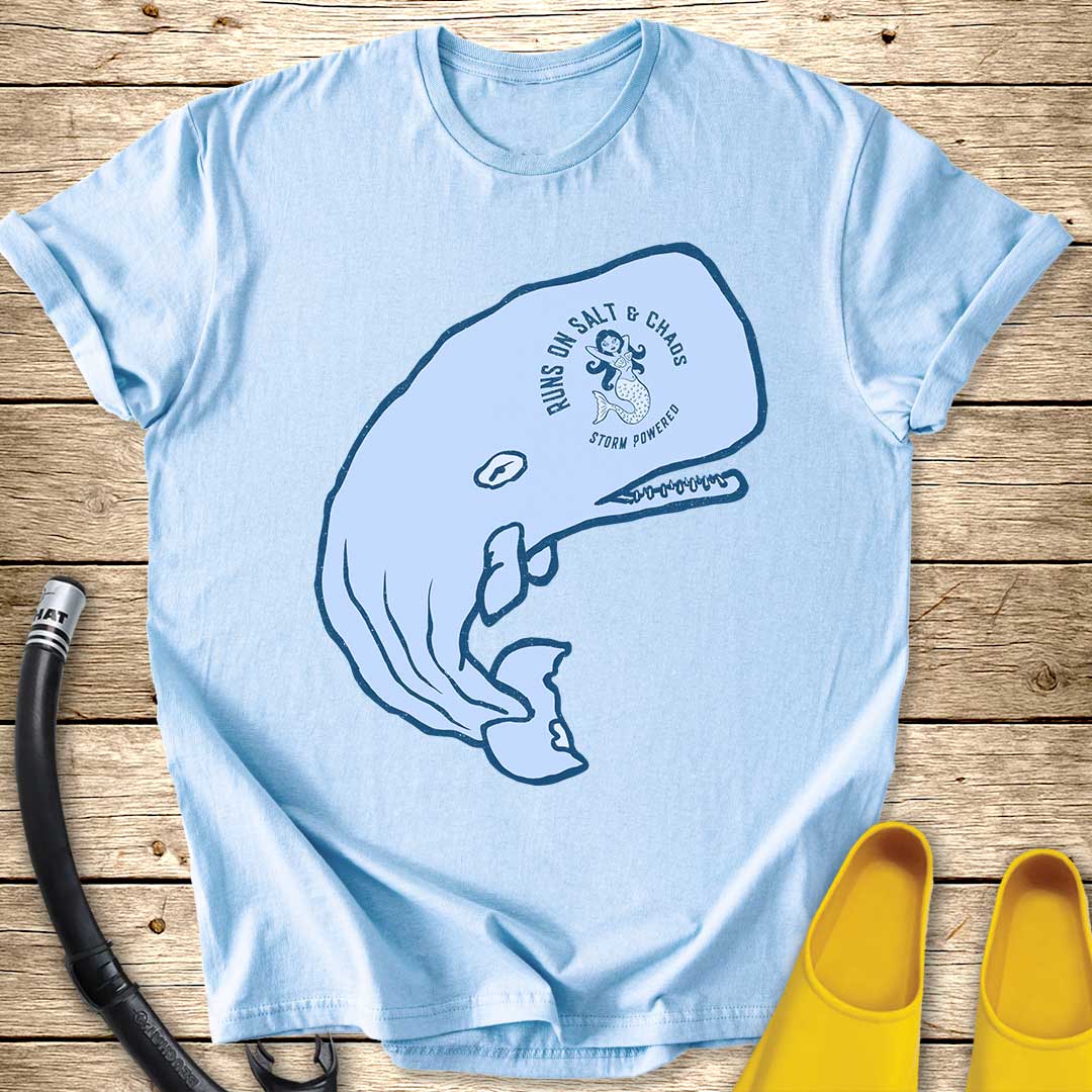 Runs On Salt Whale T-Shirt — Nautical Ocean Lover Tee