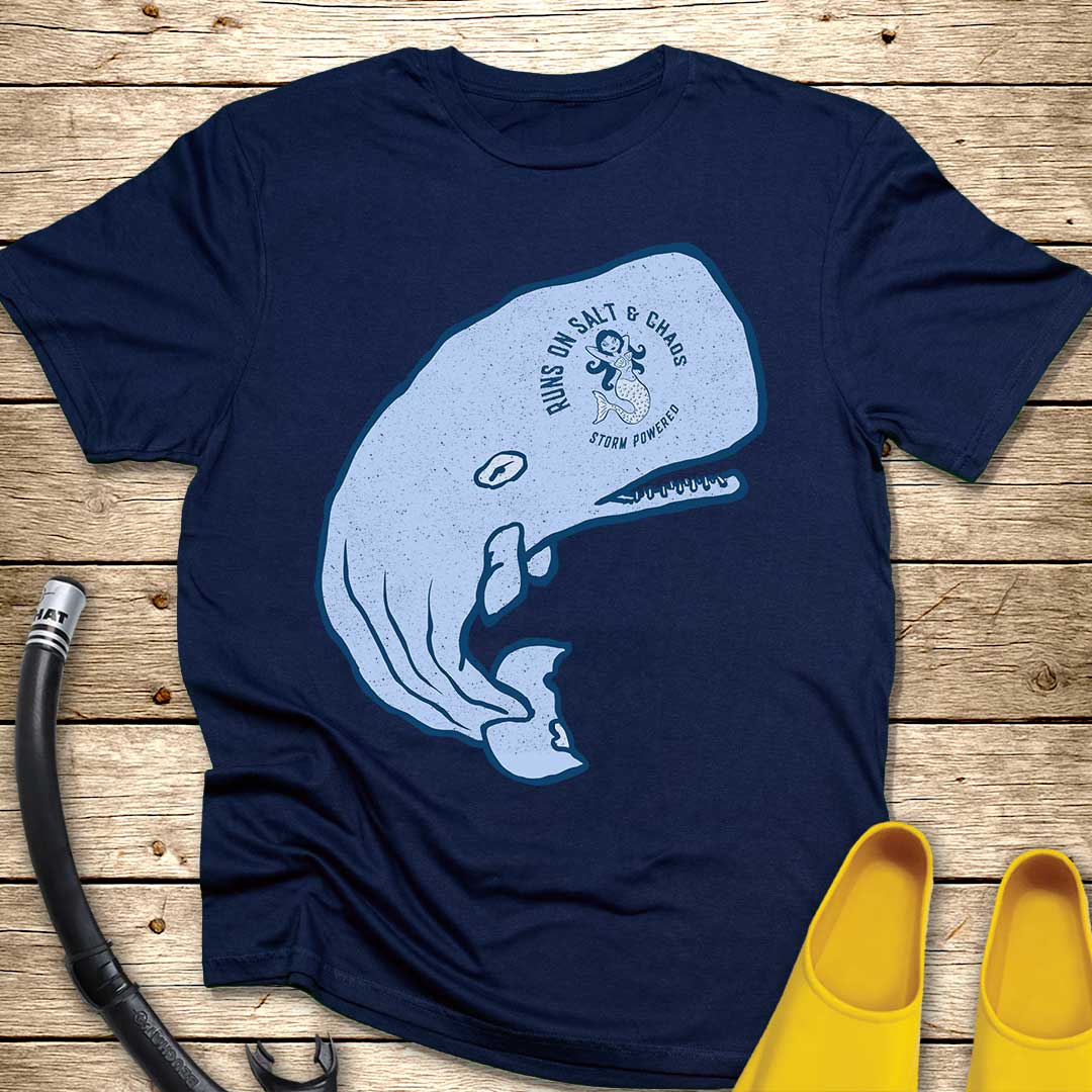 Runs On Salt Whale T-Shirt — Nautical Ocean Lover Tee