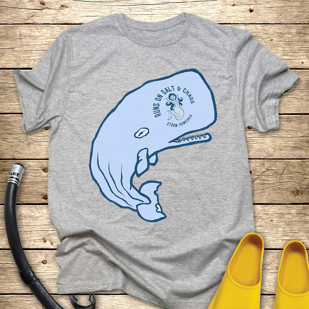 Runs On Salt Whale T-Shirt — Nautical Ocean Lover Tee