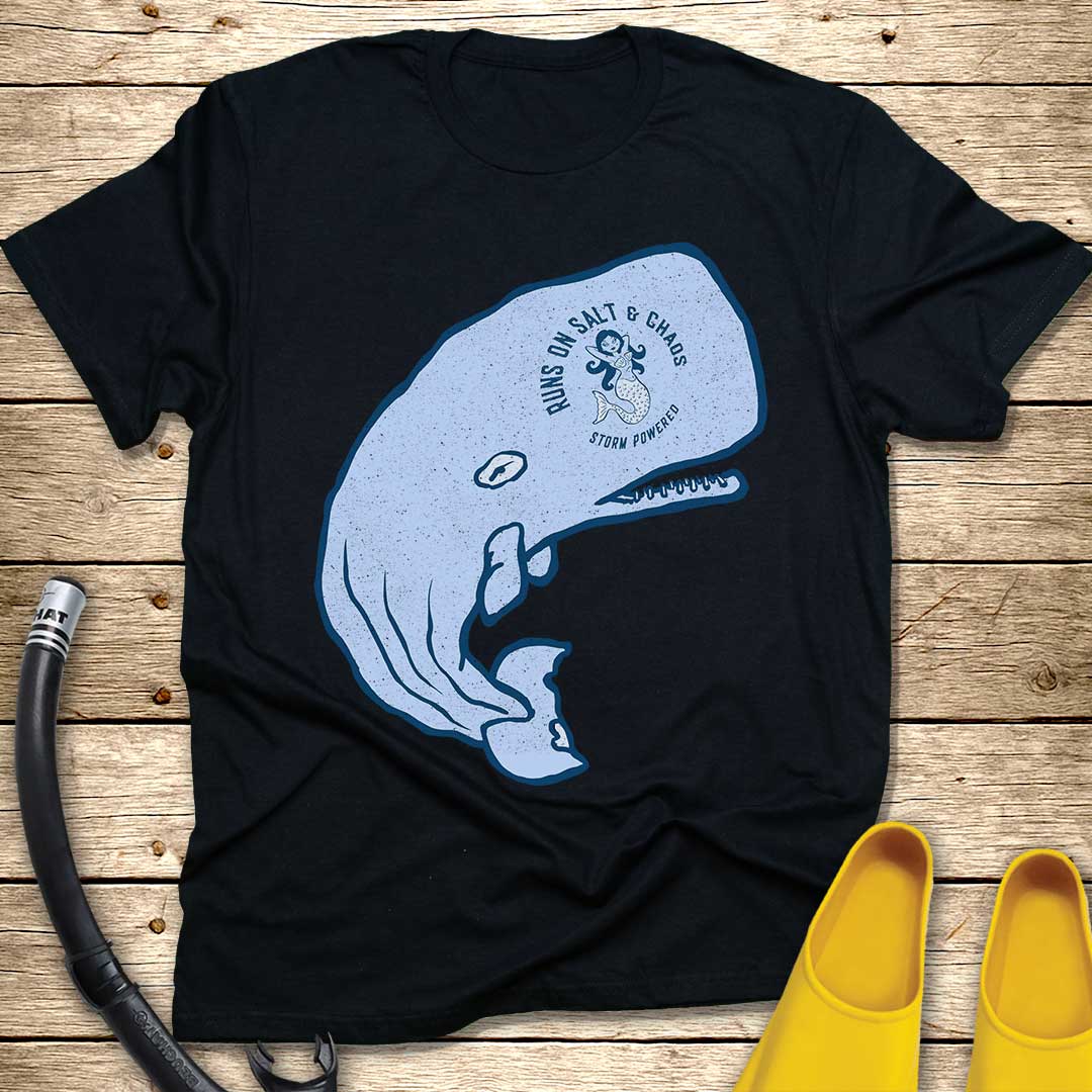 Runs On Salt Whale T-Shirt — Nautical Ocean Lover Tee