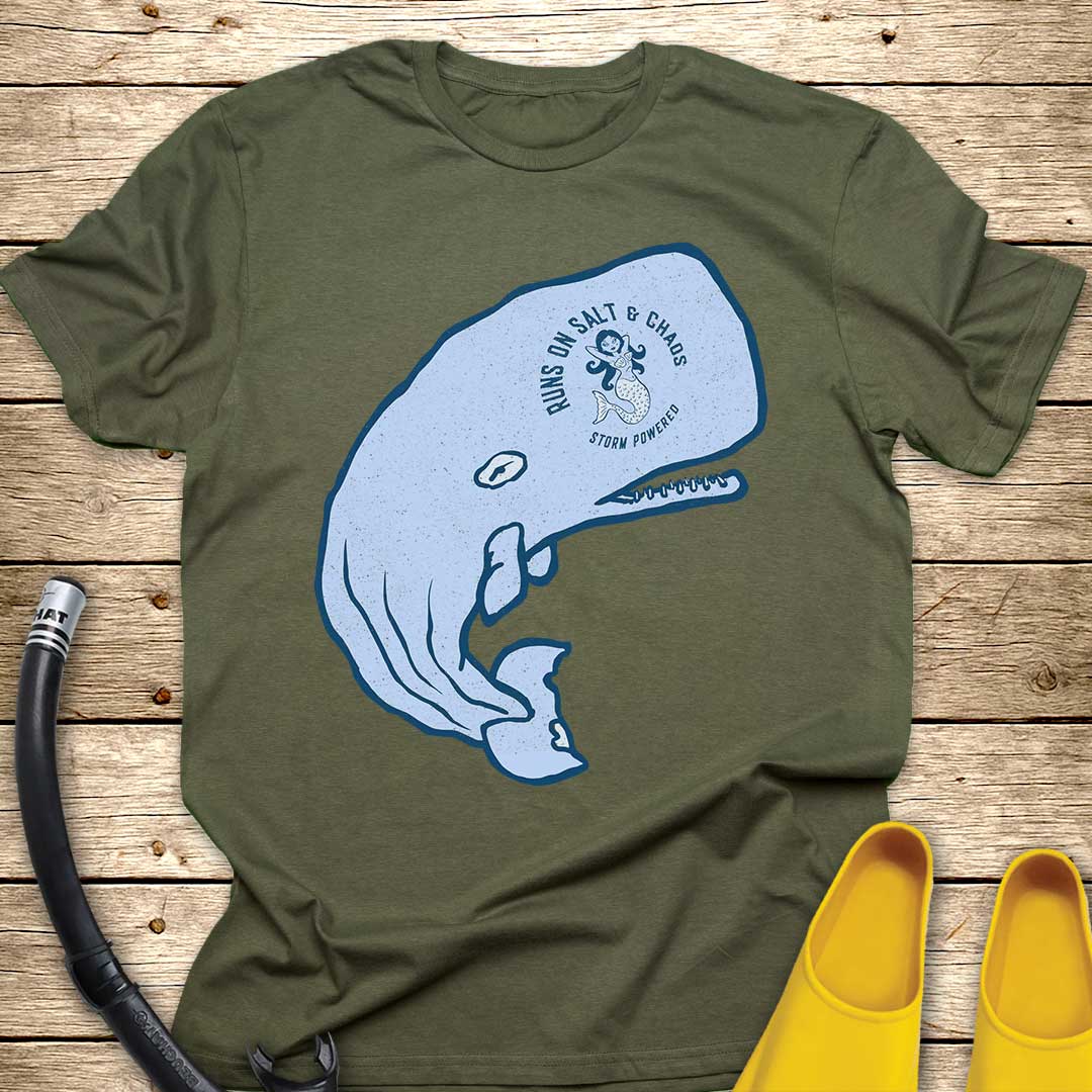 Runs On Salt Whale T-Shirt — Nautical Ocean Lover Tee