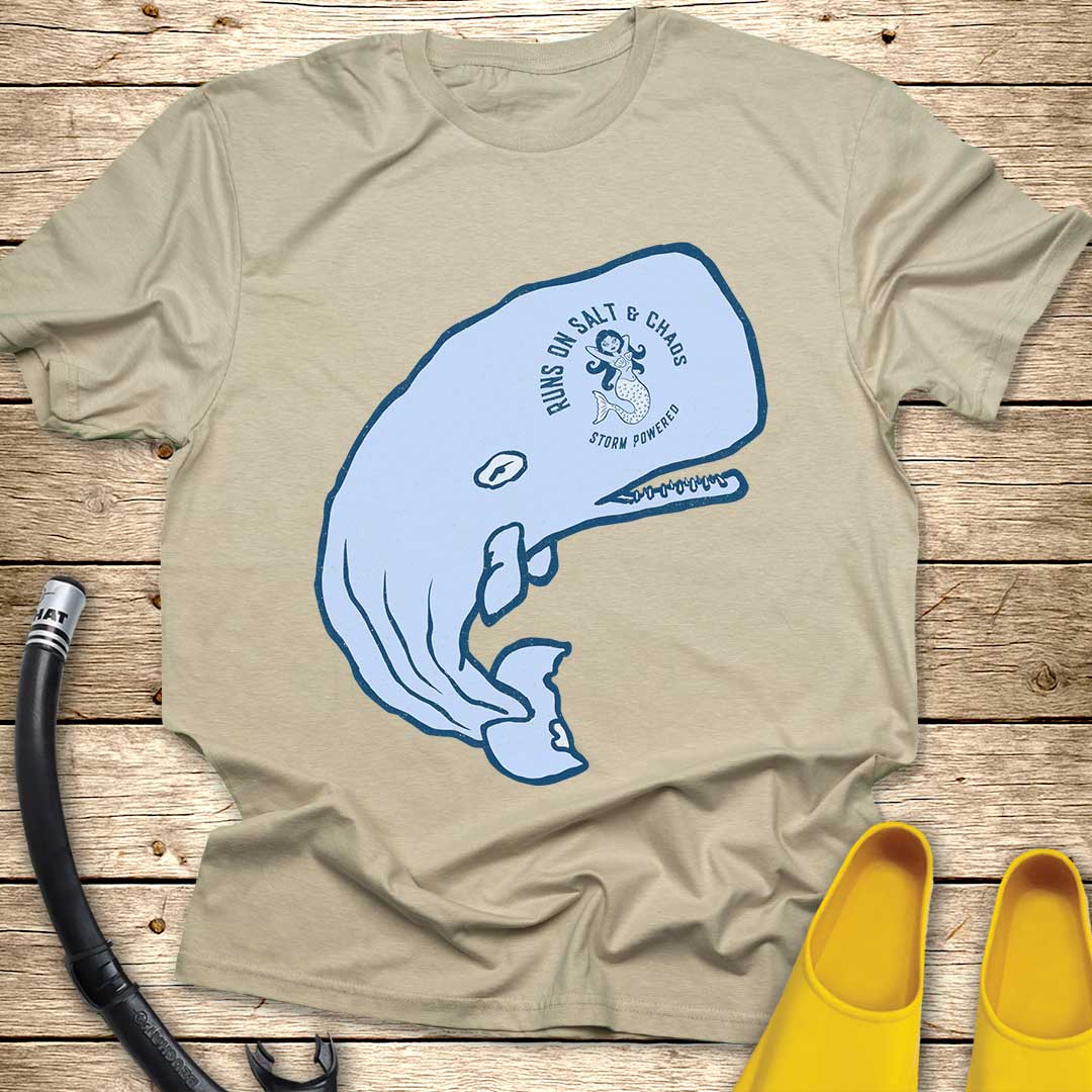 Runs On Salt Whale T-Shirt — Nautical Ocean Lover Tee