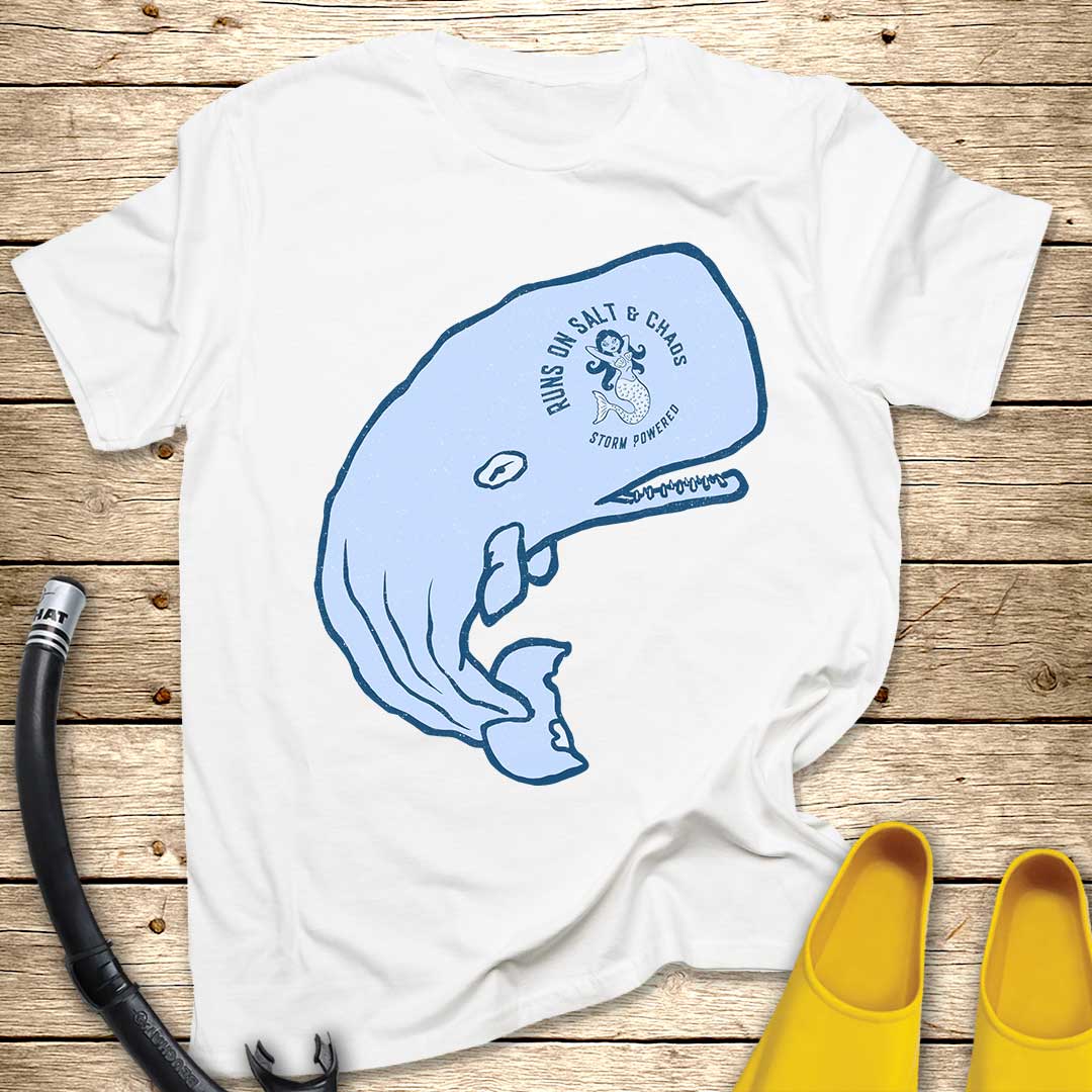 Runs On Salt Whale T-Shirt — Nautical Ocean Lover Tee