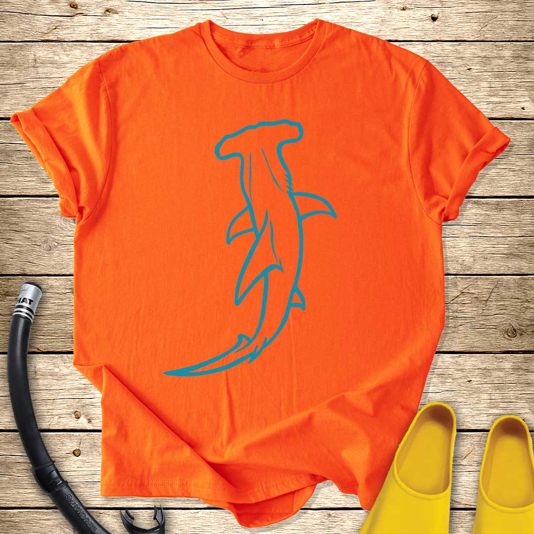 Hammerhead Shark Line Art T-Shirt