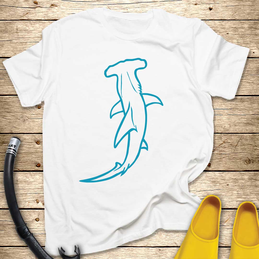 Hammerhead Shark Line Art T-Shirt