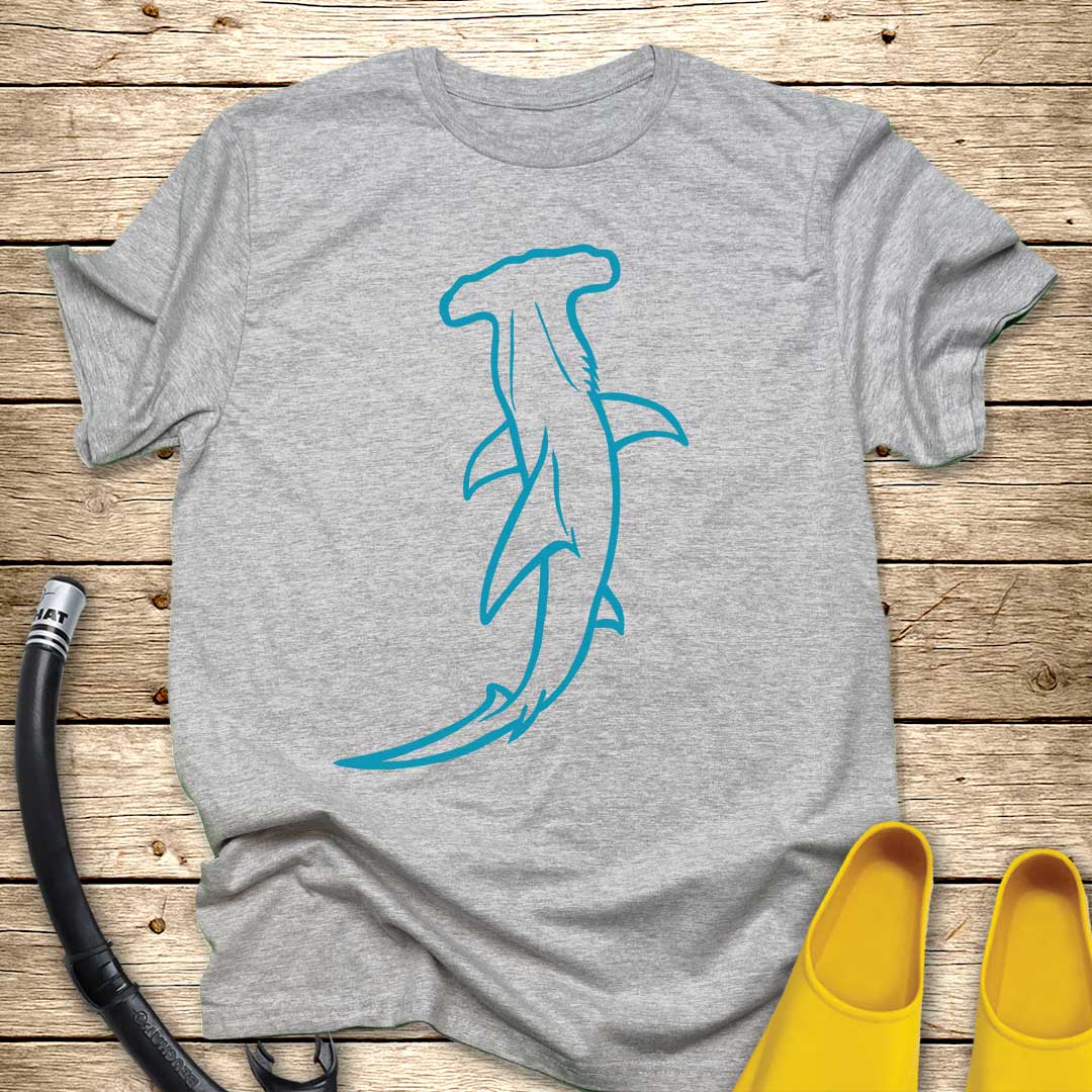 Hammerhead Shark Line Art T-Shirt