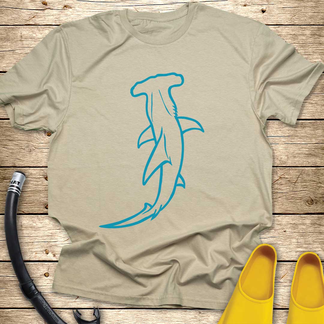 Hammerhead Shark Line Art T-Shirt