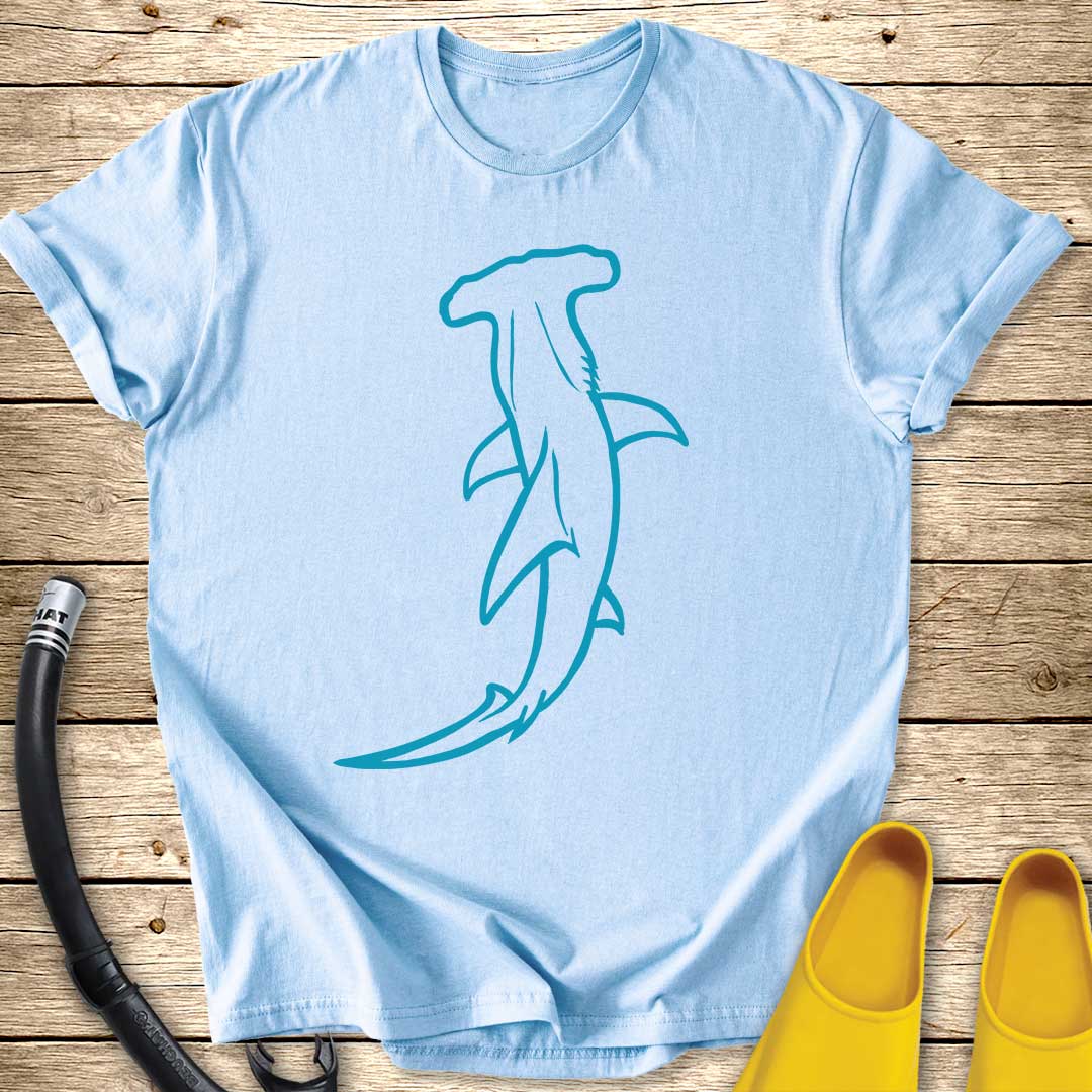 Hammerhead Shark Line Art T-Shirt