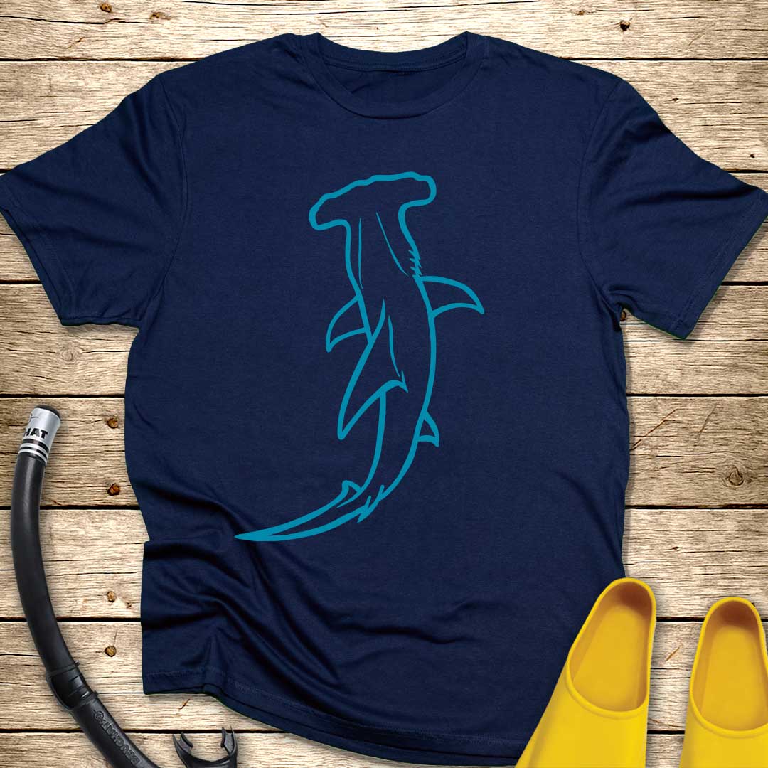 Hammerhead Shark Line Art T-Shirt