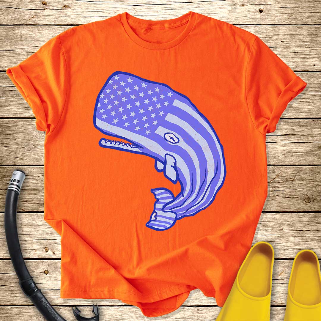 USA Whale T-Shirt — Patriotic Marine Graphic Tee