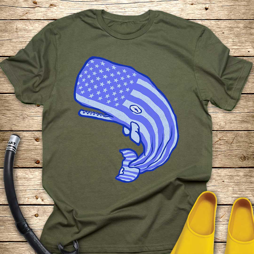 USA Whale T-Shirt — Patriotic Marine Graphic Tee