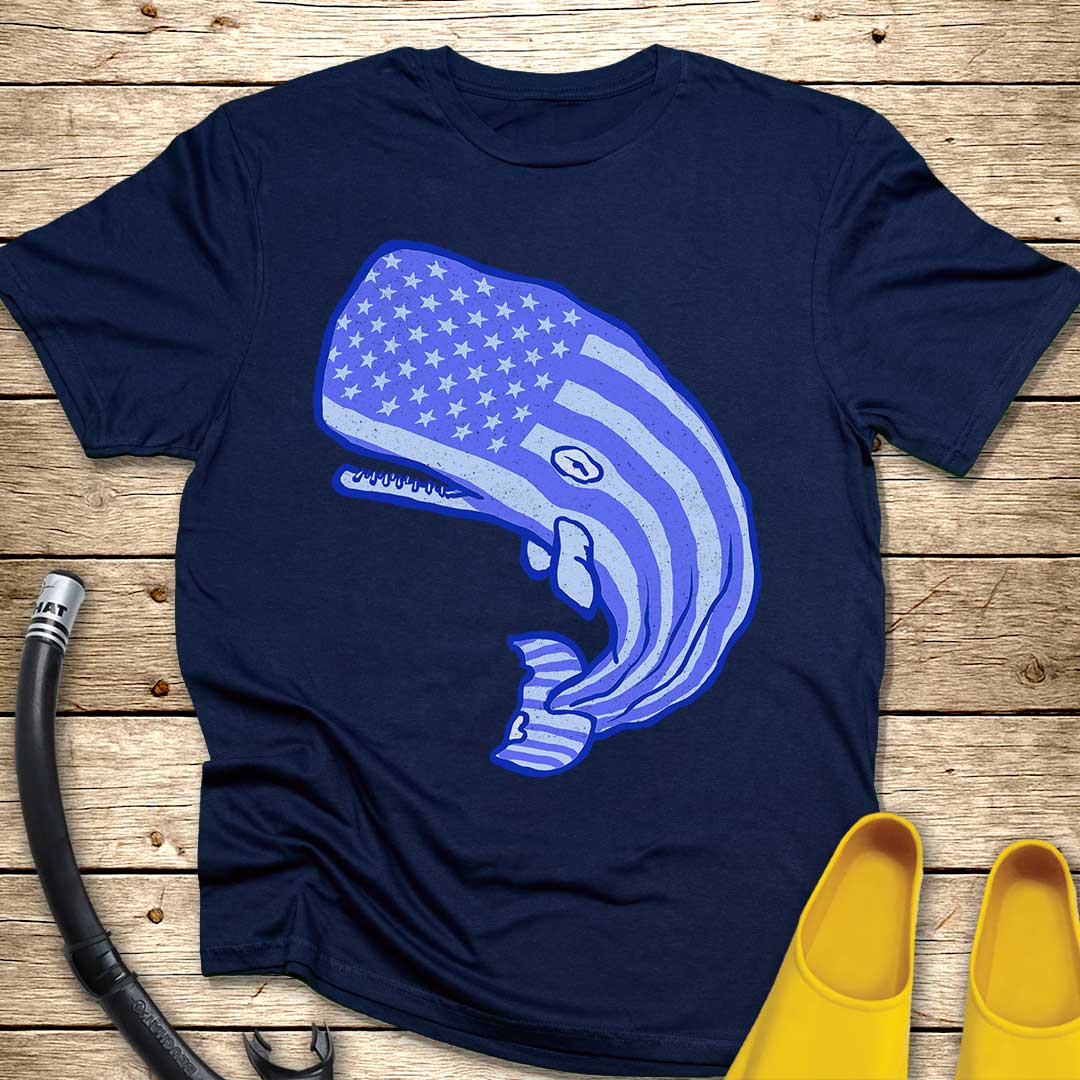 USA Whale T-Shirt — Patriotic Marine Graphic Tee