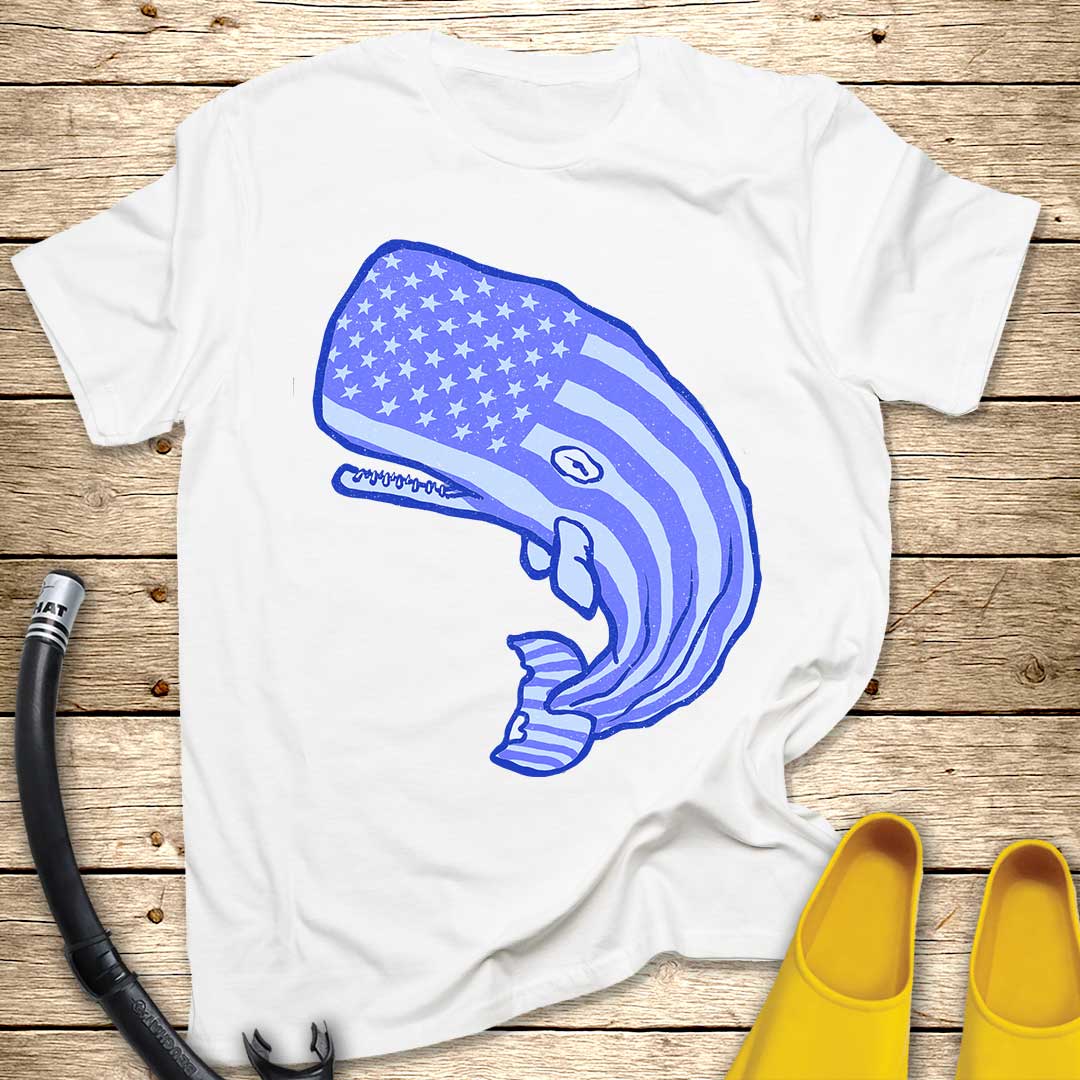 USA Whale T-Shirt — Patriotic Marine Graphic Tee