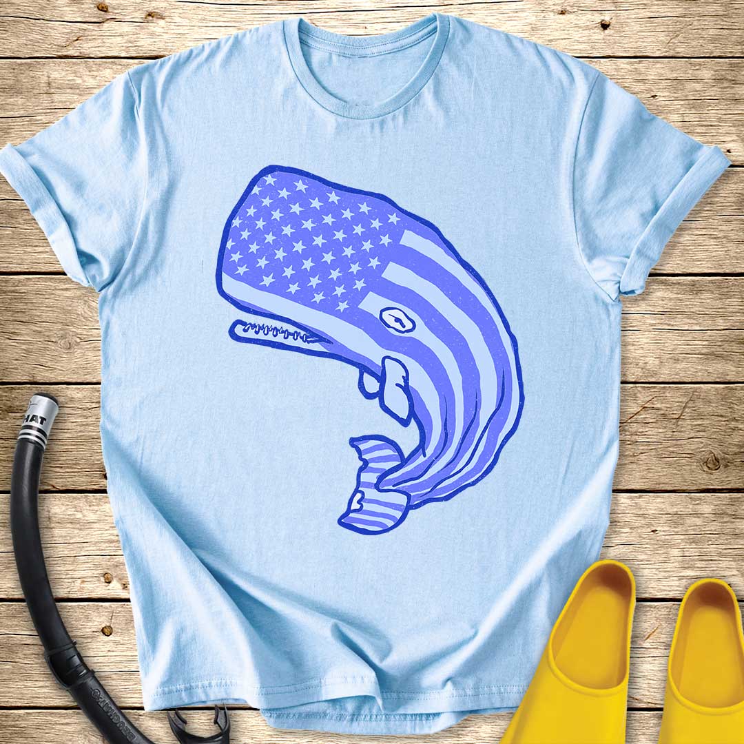 USA Whale T-Shirt — Patriotic Marine Graphic Tee