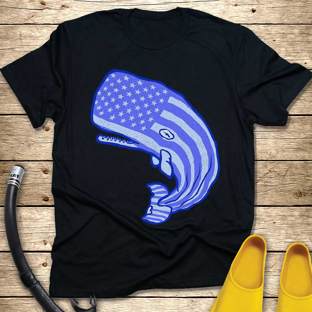 USA Whale T-Shirt — Patriotic Marine Graphic Tee