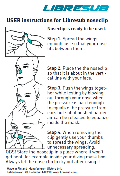 Libresub | Original Revolutionary Noseclip for Freediving, Spearfishing, Scuba Diving, Underwater photography, Triathlon Swimming & Other Water Sports | Best Under Mask Nose Clip for Hands-Free Equalization Underwater